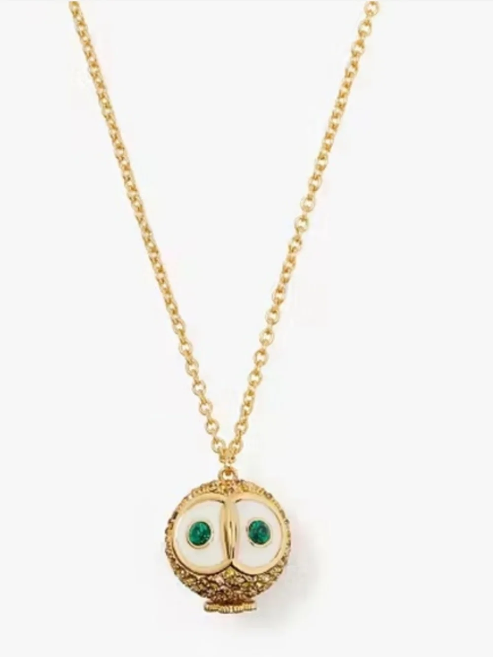 kate spade Gold Owl Pendant Necklace with Green Accents